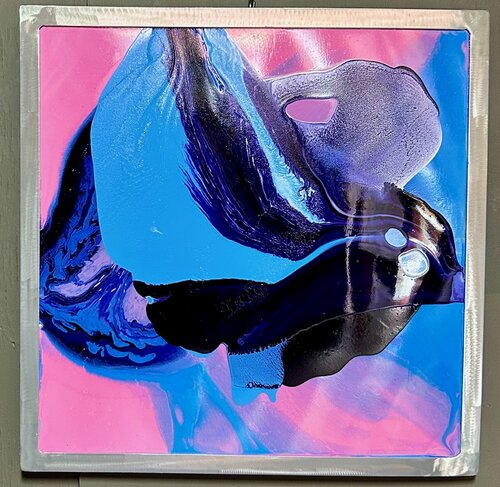 Blue and Pink Cosmos de douglas heine, Pintura a la venta en Singulart