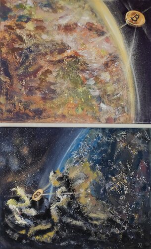 The Rise and Fall of Bitcoin par Tatsiana Lintouskaya, Peinture en vente sur Singulart