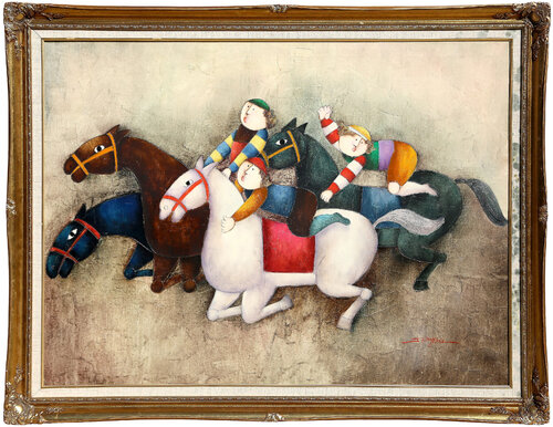Figures Riding Horses van Joyce Roybal, Schilderij te koop op Singulart
