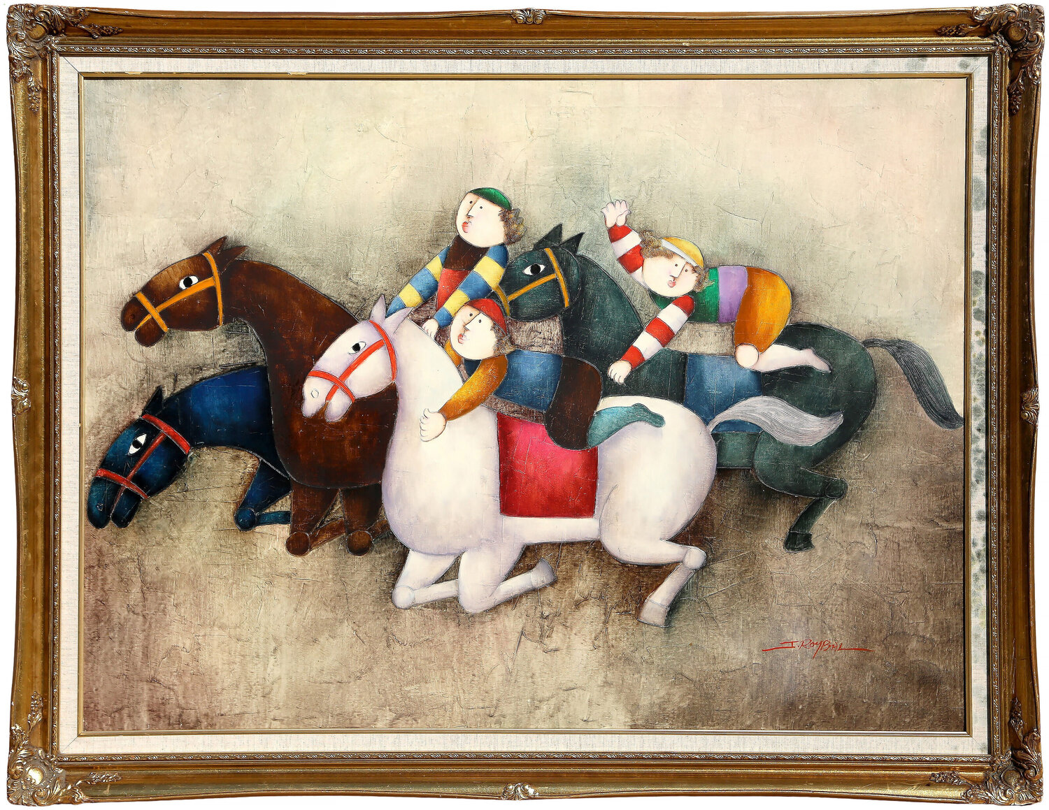 Figures Riding Horses Joyce Roybal Origineel schilderij te koop