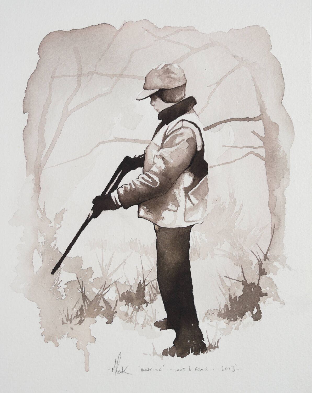 'HUNTING' Michael Peck Werk auf Papier zu verkaufen