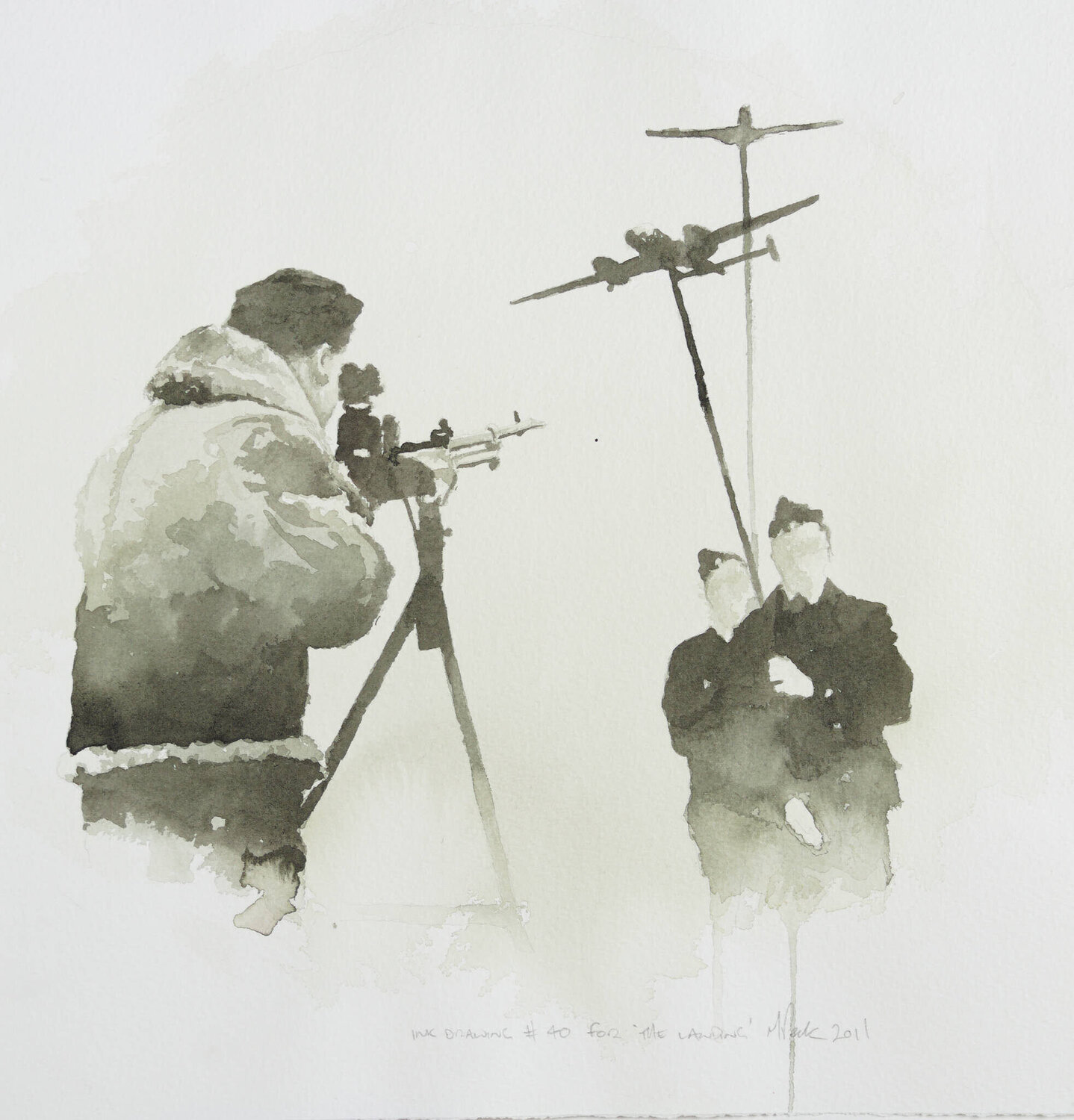 'INK DRAWING #40 For the Landing' Michael Peck Opera su carta in vendita