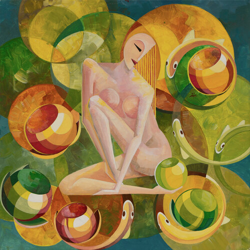 The Girl With Lotus Flowers von Tetiana Gryshchenko, Malerei kaufen auf Singulart