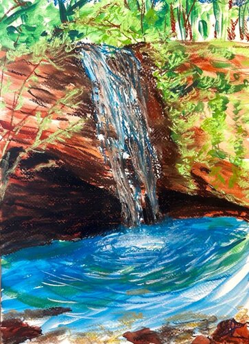 Captivated at Buderim Falls, Sunshine Coast, Queensland par Sarah J, Œuvre sur papier en vente sur Singulart
