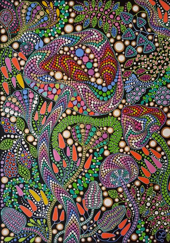 Mushroom forest di Oxana Lazari, Pittura in vendita su Singulart