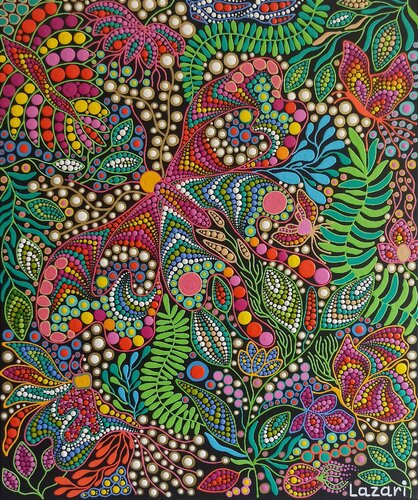 Butterfly in bloom di Oxana Lazari, Pittura in vendita su Singulart
