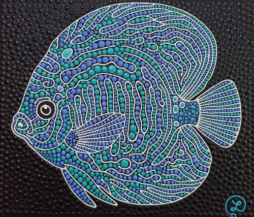 Blue Fish di Oxana Lazari, Pittura in vendita su Singulart