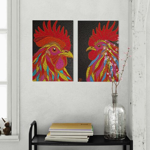 The Rooster Duo de Oxana Lazari, Pintura a la venta en Singulart