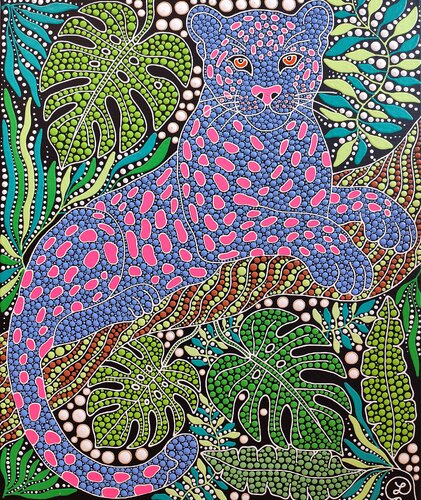 Leopard in the Lush Garden von Oxana Lazari, Malerei kaufen auf Singulart