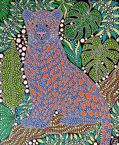 Leopard in the Lush Garden 2 von Oxana Lazari, Malerei kaufen auf Singulart
