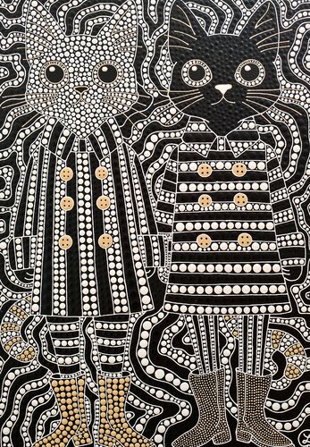 Black and white friendship von Oxana Lazari, Malerei kaufen auf Singulart