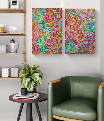 Botanical Rhapsody (Diptych) by Oxana Lazari, 회화 for Sale on Singulart