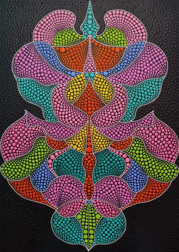 Psychedelic Lotus Garden de Oxana Lazari, Pintura a la venta en Singulart