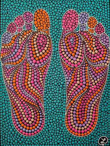 Psychedelic Footprints von Oxana Lazari, Malerei kaufen auf Singulart