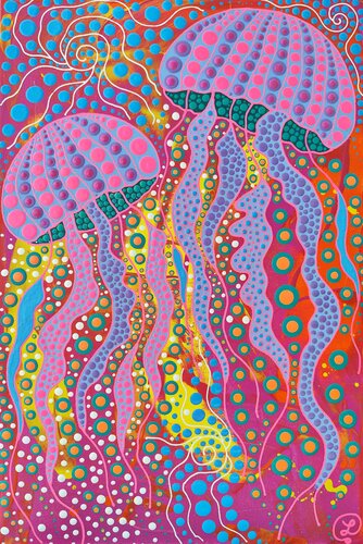 Celestial Jellyfish di Oxana Lazari, Pittura in vendita su Singulart