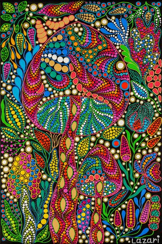 Psychedelic Mushroom Garden by Oxana Lazari, Print for Sale on Singulart