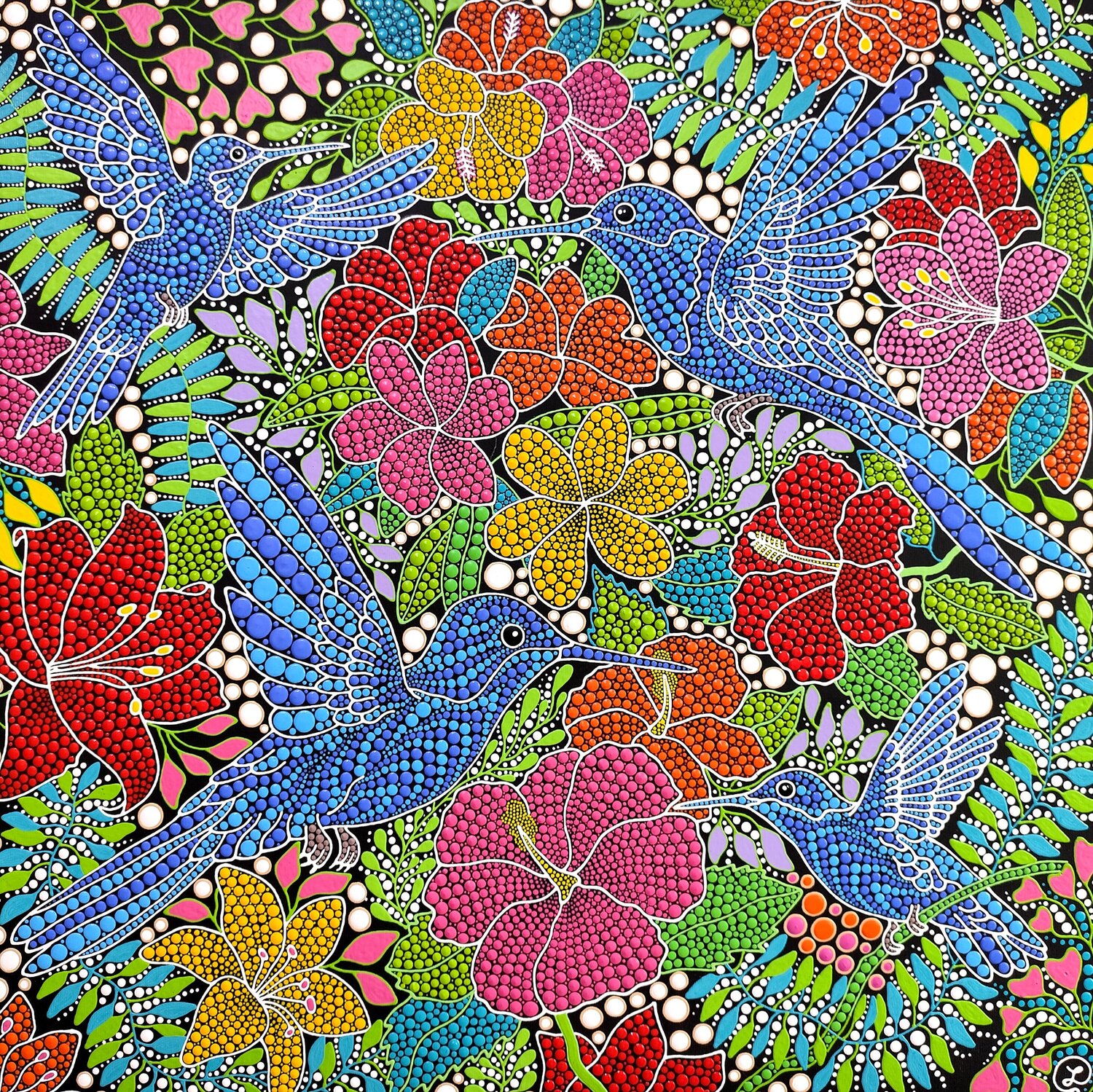 Dance of the Hummingbirds Oxana Lazari Originalgemälde zu verkaufen