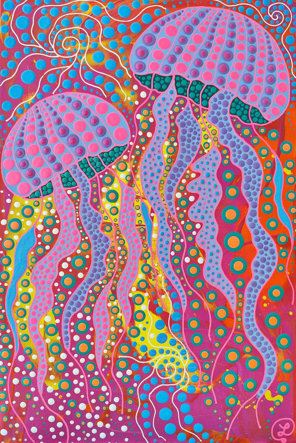 Celestial Jellyfish Oxana Lazari Origineel schilderij te koop