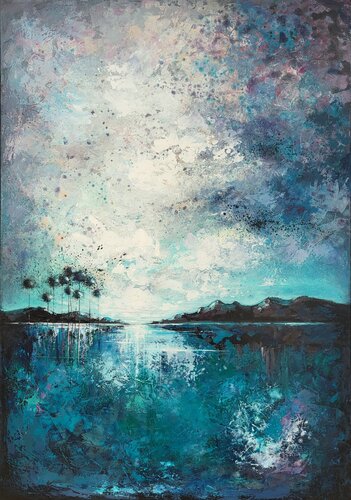 Illusion, abstrakte Landschaft am Horizont par Kim Benz, Peinture en vente sur Singulart