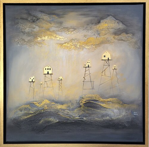 Golden rain | 3D texture by Kim Benz, Painting for Sale on Singulart