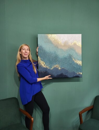 the way from indigo to white van Kim Benz, Schilderij te koop op Singulart