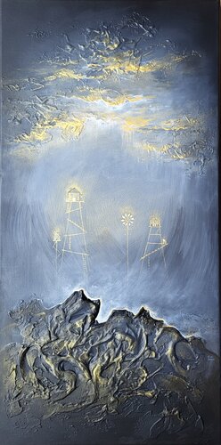 Golden rain par Kim Benz, Peinture en vente sur Singulart