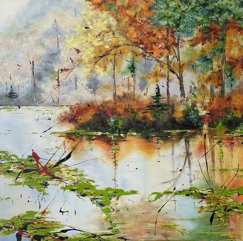Lake in Autumn di Liliya Kirchberger, Pittura in vendita su Singulart