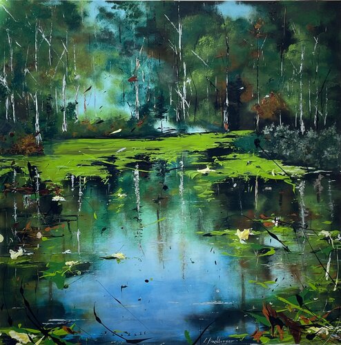 Forest lake with lilies in spring Liliya Kirchberger