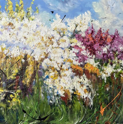 Spring Garden in Bloom di Liliya Kirchberger, Pittura in vendita su Singulart