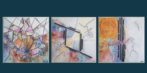 Spiritual play, Scenes I, II, III, triptych par Diana Diamandieva, Peinture en vente sur Singulart