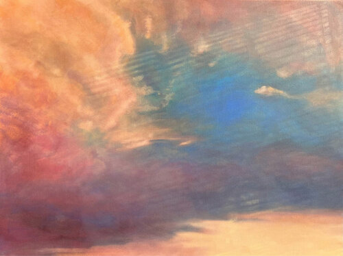 Held Inside a Shaft of Light (Window, Warm, Dreamy, Subtle) di Annieo Klaas, Pittura in vendita su Singulart