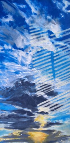 Sunlight through the Window Blinds par Annieo Klaas, Peinture en vente sur Singulart