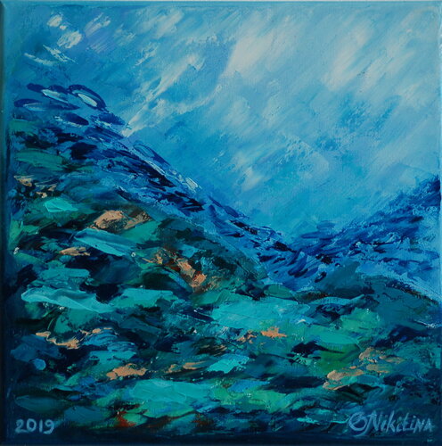 Abstract seascape IN BLUE van Olga Nikitina, Schilderij te koop op Singulart