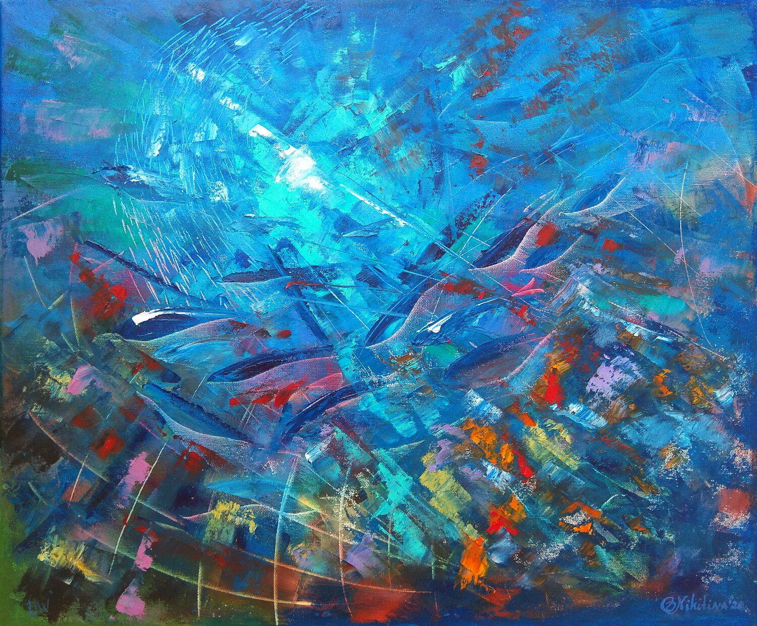 FISHING UNDERWATER PAINTING was made underwater by Olga Nikitina (2021