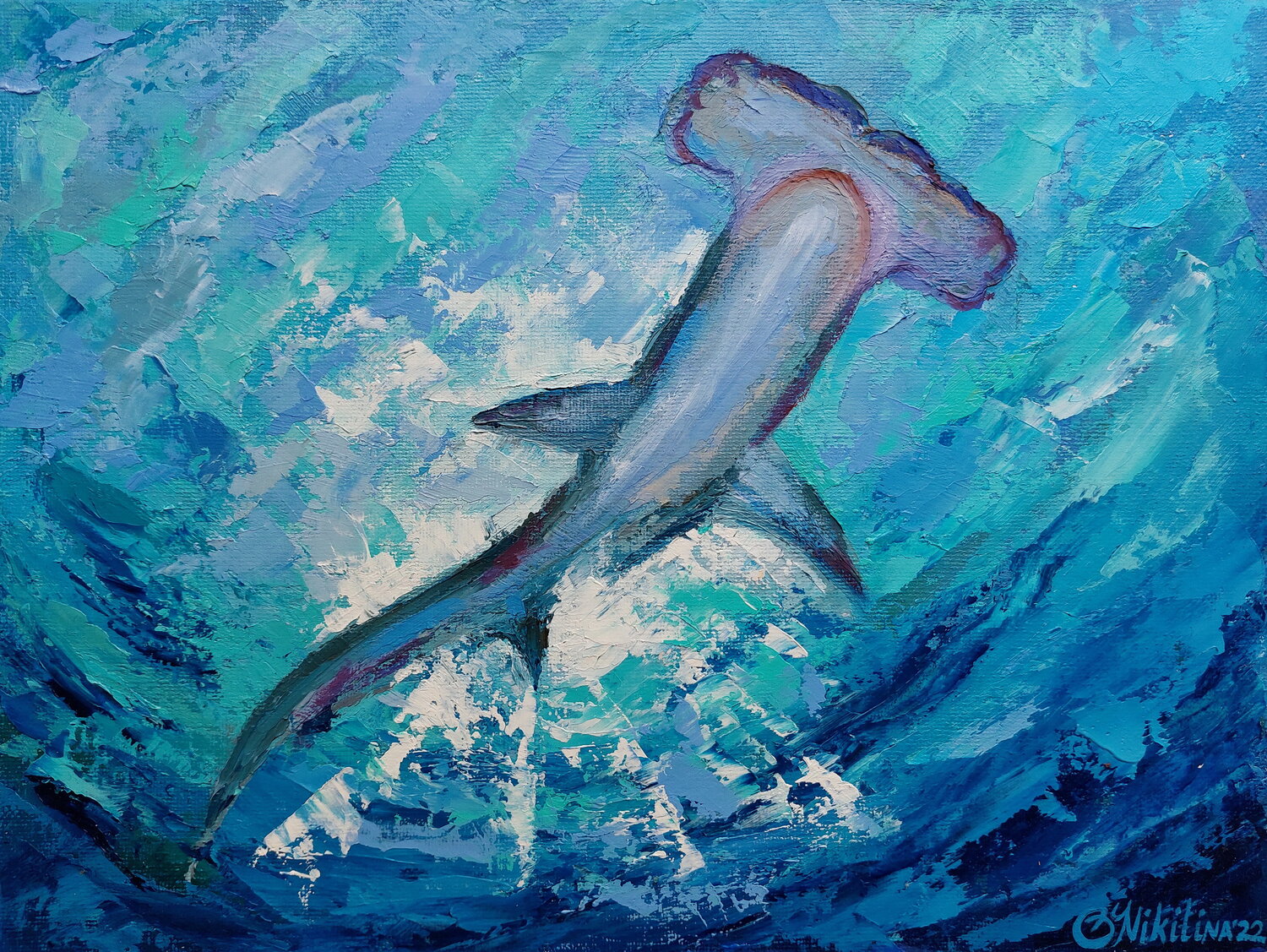 Hammerhead Shark by Olga Nikitina (2022) : Painting Oil on