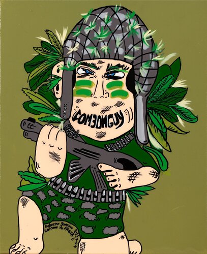 Little Warrior Boy de Nolwenn Samson, Pintura a la venta en Singulart