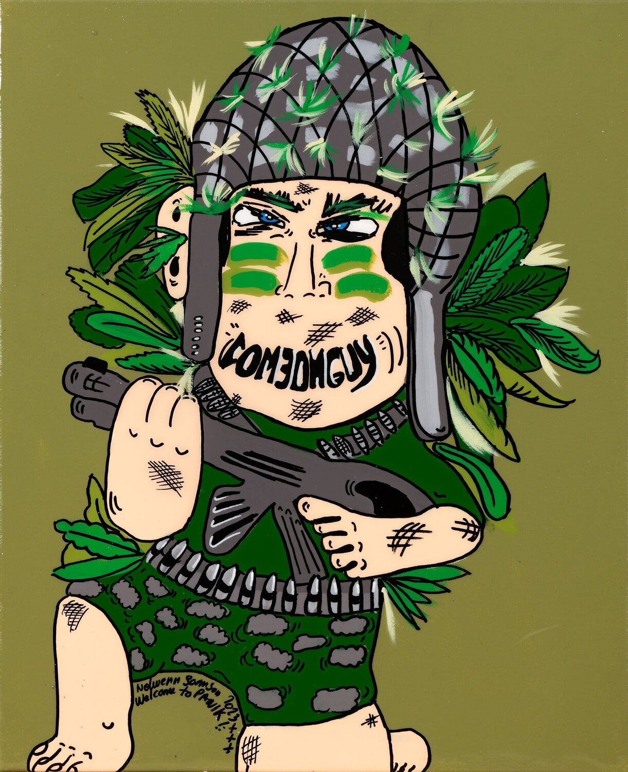 Little Warrior Boy Nolwenn Samson Dipinto originale in vendita