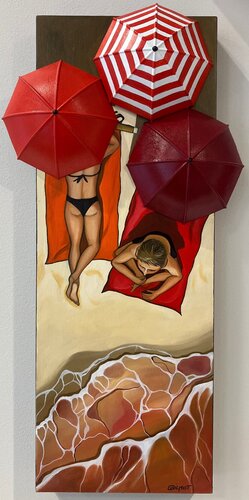 Petite plage rouge von Perrine Vilmot, Malerei kaufen auf Singulart