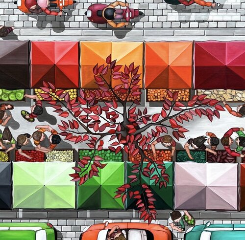 Le marché du samedi matin van Perrine Vilmot, Schilderij te koop op Singulart