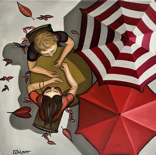 Petite conversation rouge van Perrine Vilmot, Schilderij te koop op Singulart