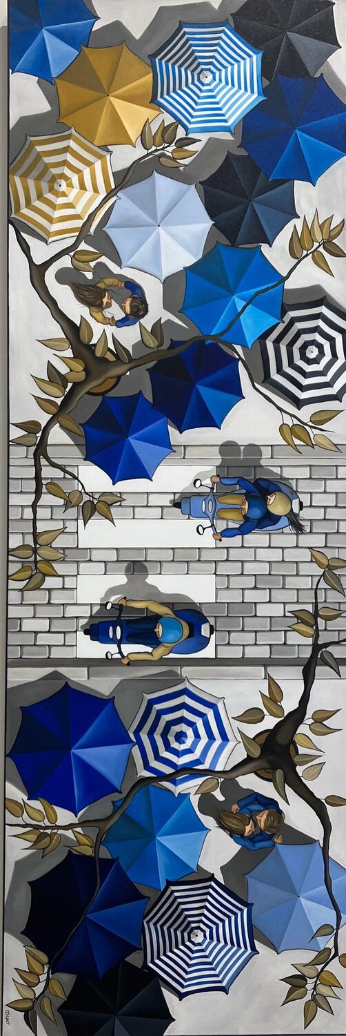 La rue bleue Perrine Vilmot Dipinto originale in vendita