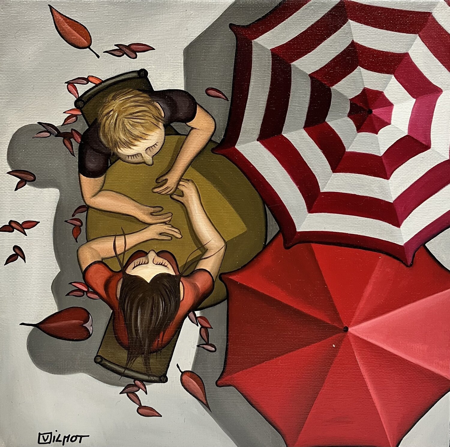 Petite conversation rouge Perrine Vilmot Dipinto originale in vendita