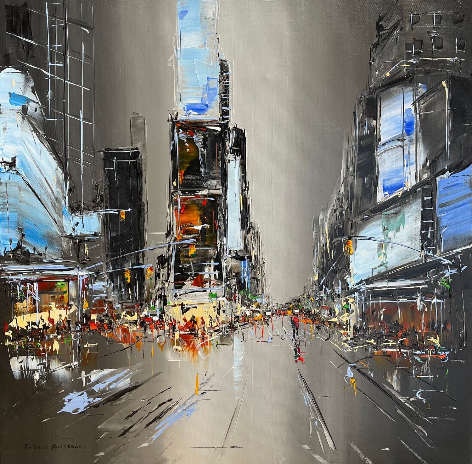 Time square Patrick Rousseau Original painting for sale
