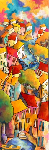 Psychédélique village van Fauve, Schilderij te koop op Singulart