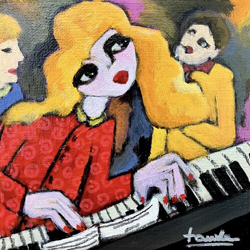 Je joue du piano debout van Fauve, Schilderij te koop op Singulart