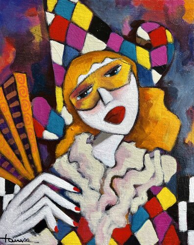 Arlequine aux yeux bleus von Fauve, Malerei kaufen auf Singulart