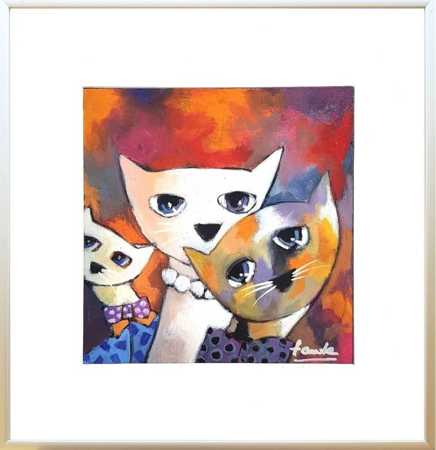 Les chats du bonheurs Fauve Dipinto originale in vendita