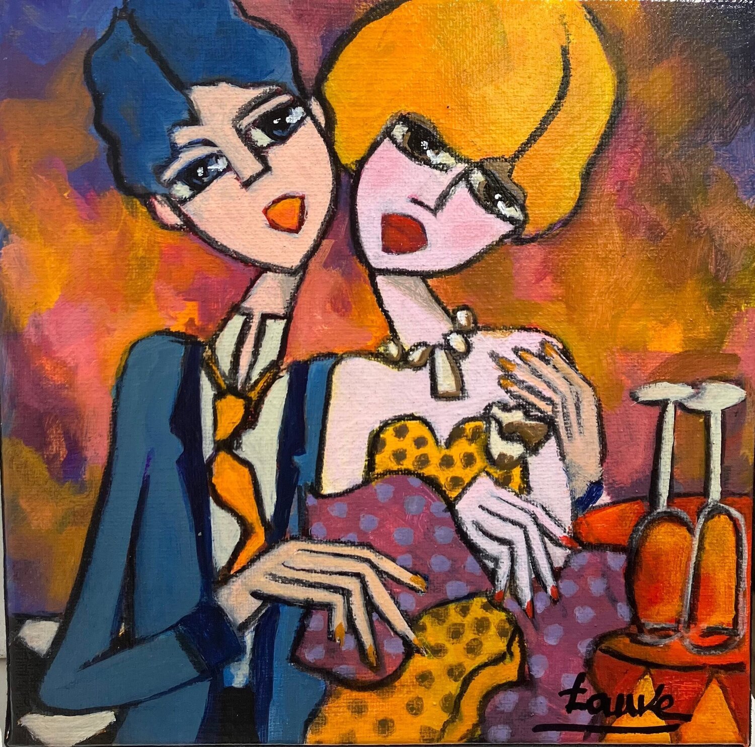 Beau couple Fauve Origineel schilderij te koop