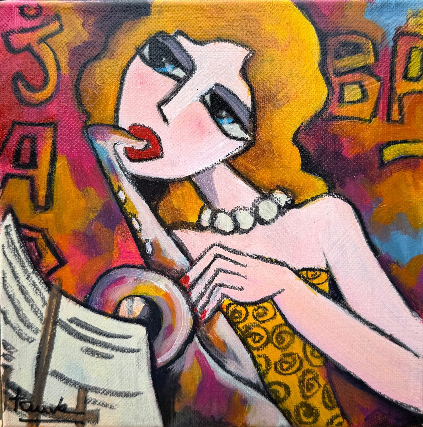 La musicienne  Fauve Dipinto originale in vendita