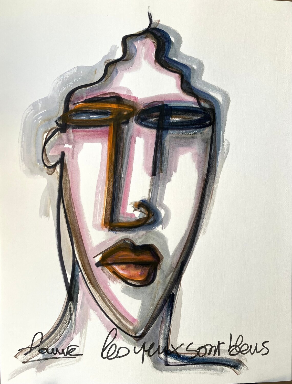 Les Yeux sont Bleus  Fauve Origineel schilderij te koop